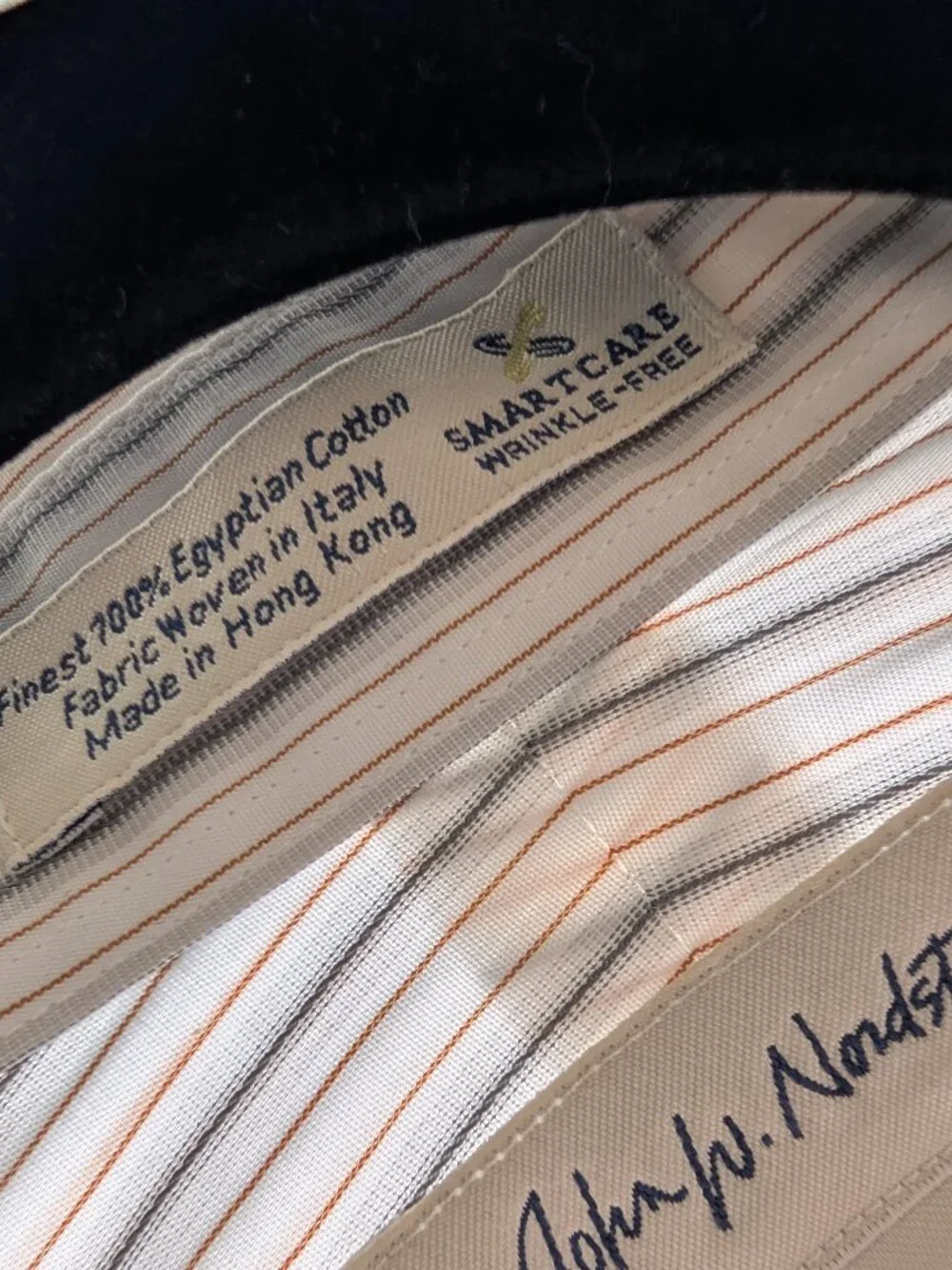 NWT John W. Nordstrom Stripe Collared Shirt 17 Neck Egyptian Cotton Wrinkle Free
